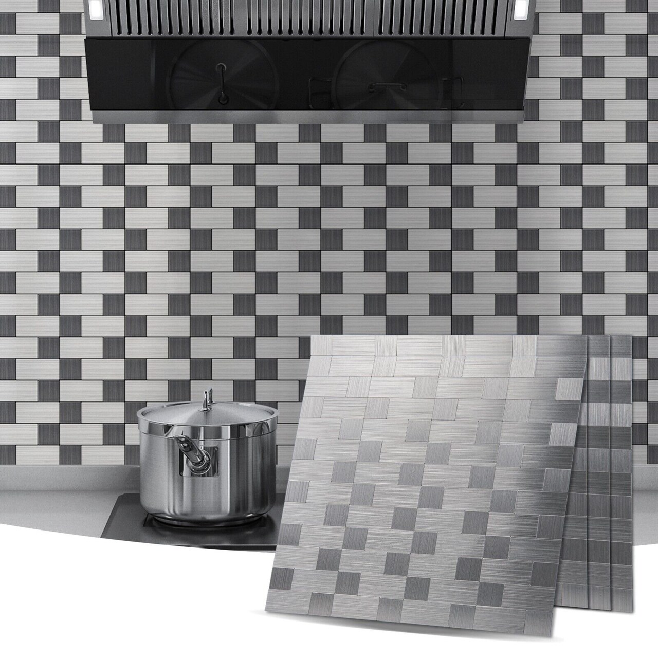 Peel and Stick Metal Backsplash Tile for Bath and Kitchen Wall